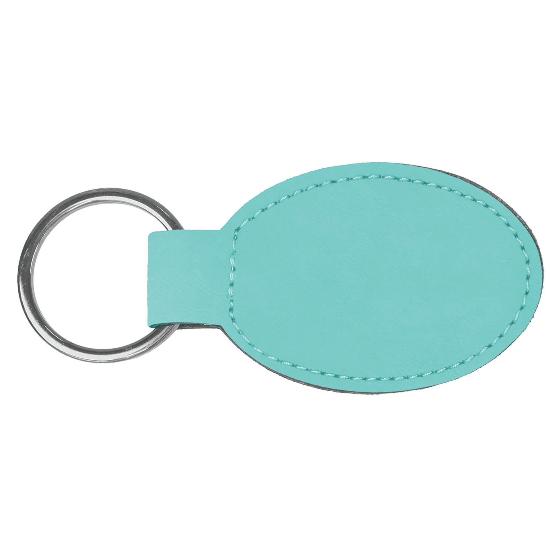 Teal Leatherette Oval Keychain 1
