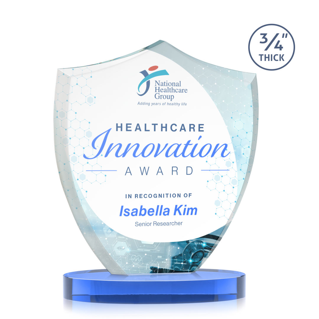 Scudo Shield VividPrint™ Award on Alberton Base - Sky Blue 3