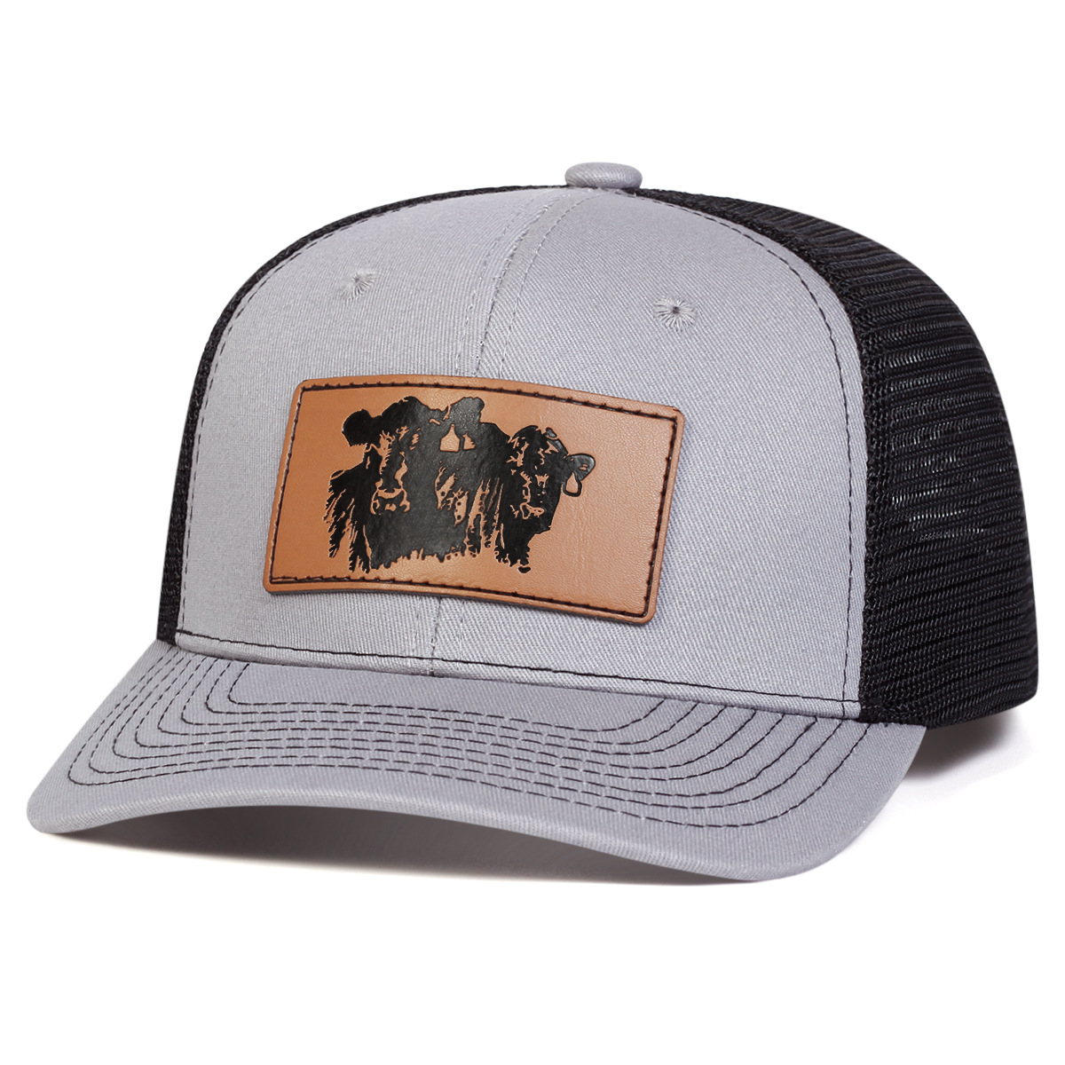 6-Panel Snapback Trucker Hat W/Leatherette Patches 6