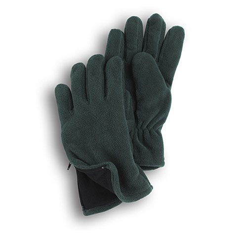 Hunter Green Fleece Zipper Gloves 2