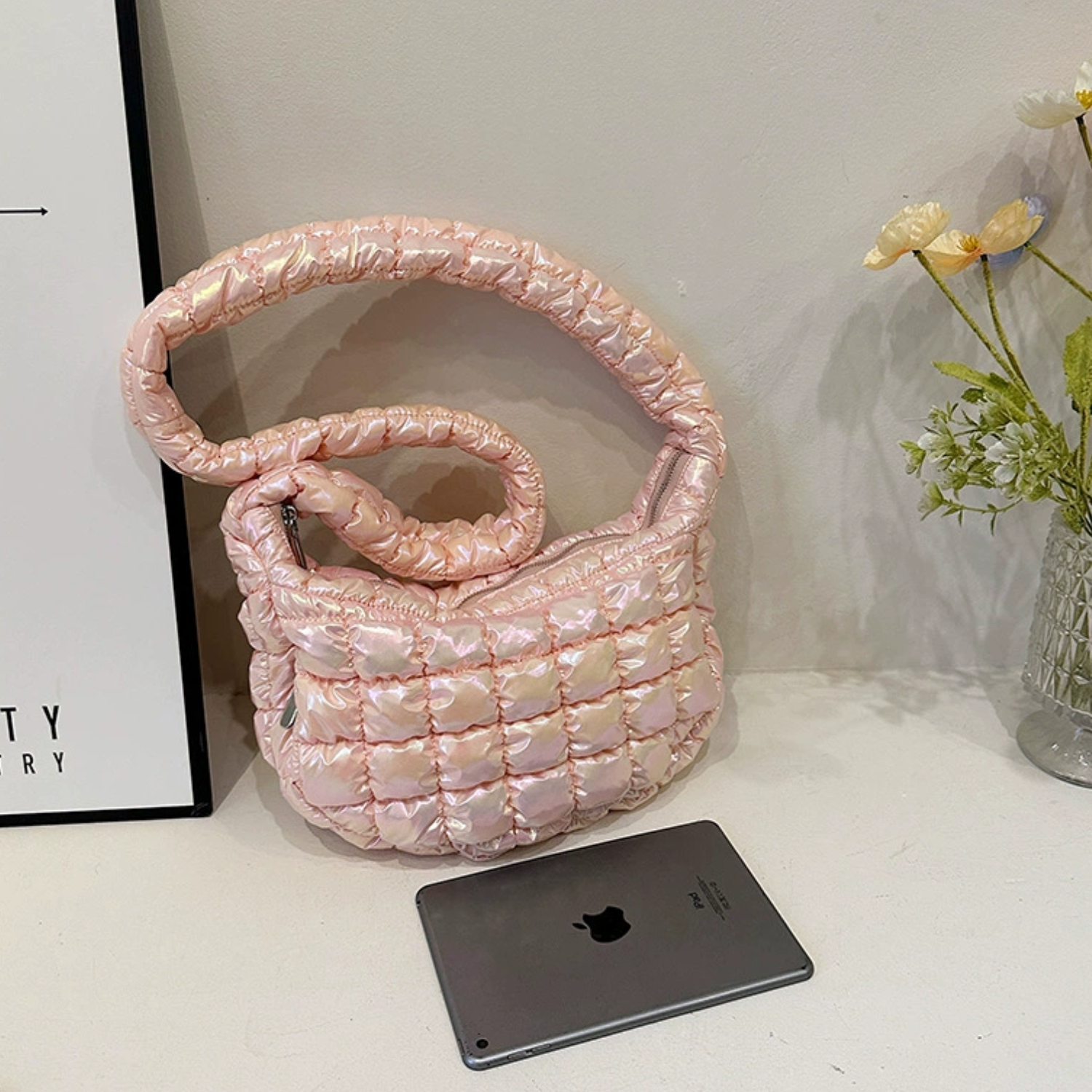 Soft Wrinkled Shiny Nylon Crossbody Bag 7