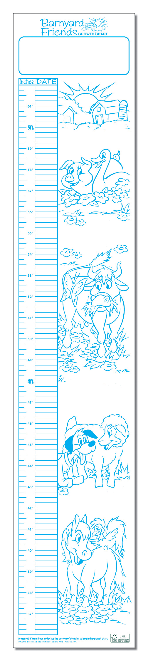 GROWTH CHART - Barnyard Friends Children's Growth Chart 3