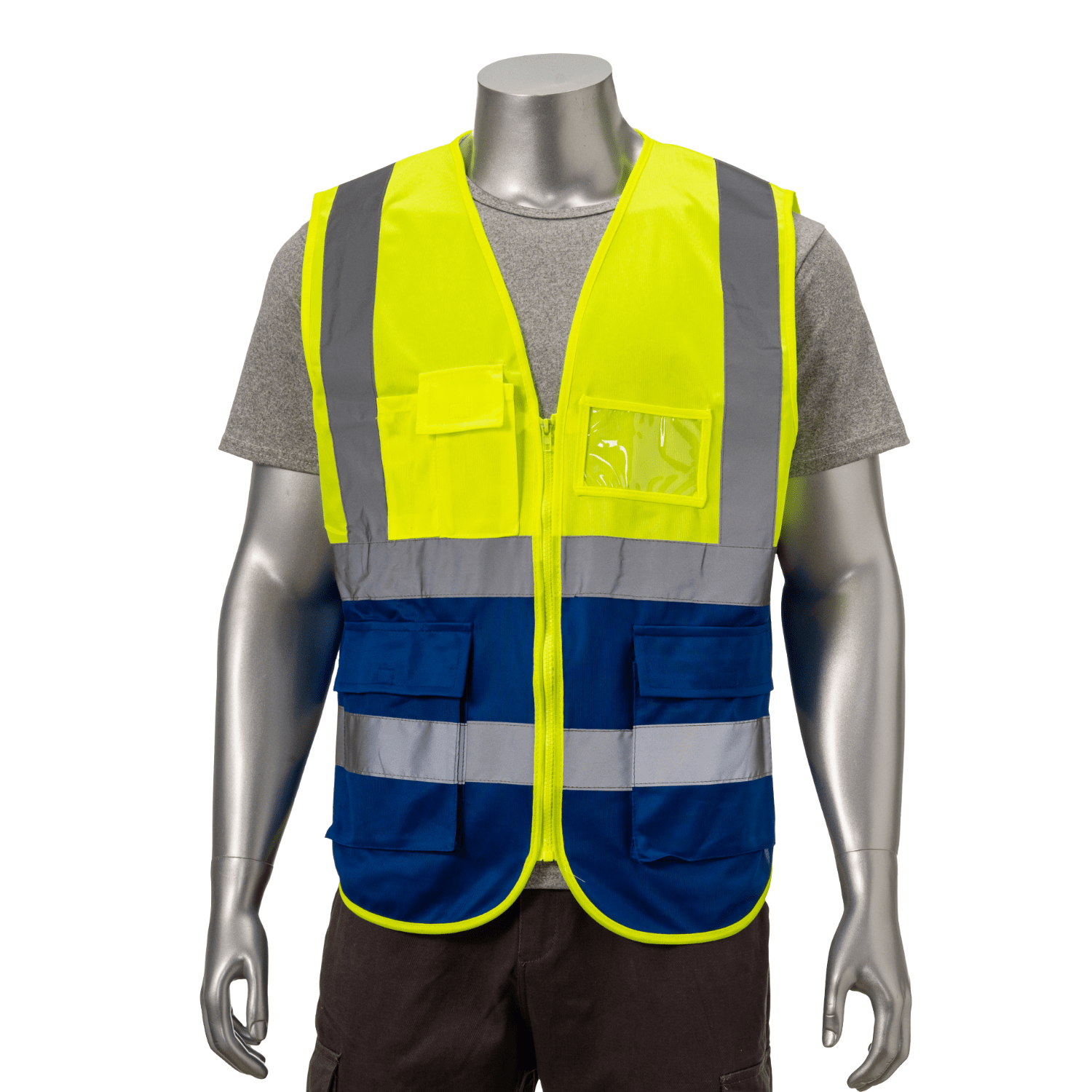 3.8oz. Knitted Class 2 Double Band Reflective Tape Safety Vest with 4 Pockets 11