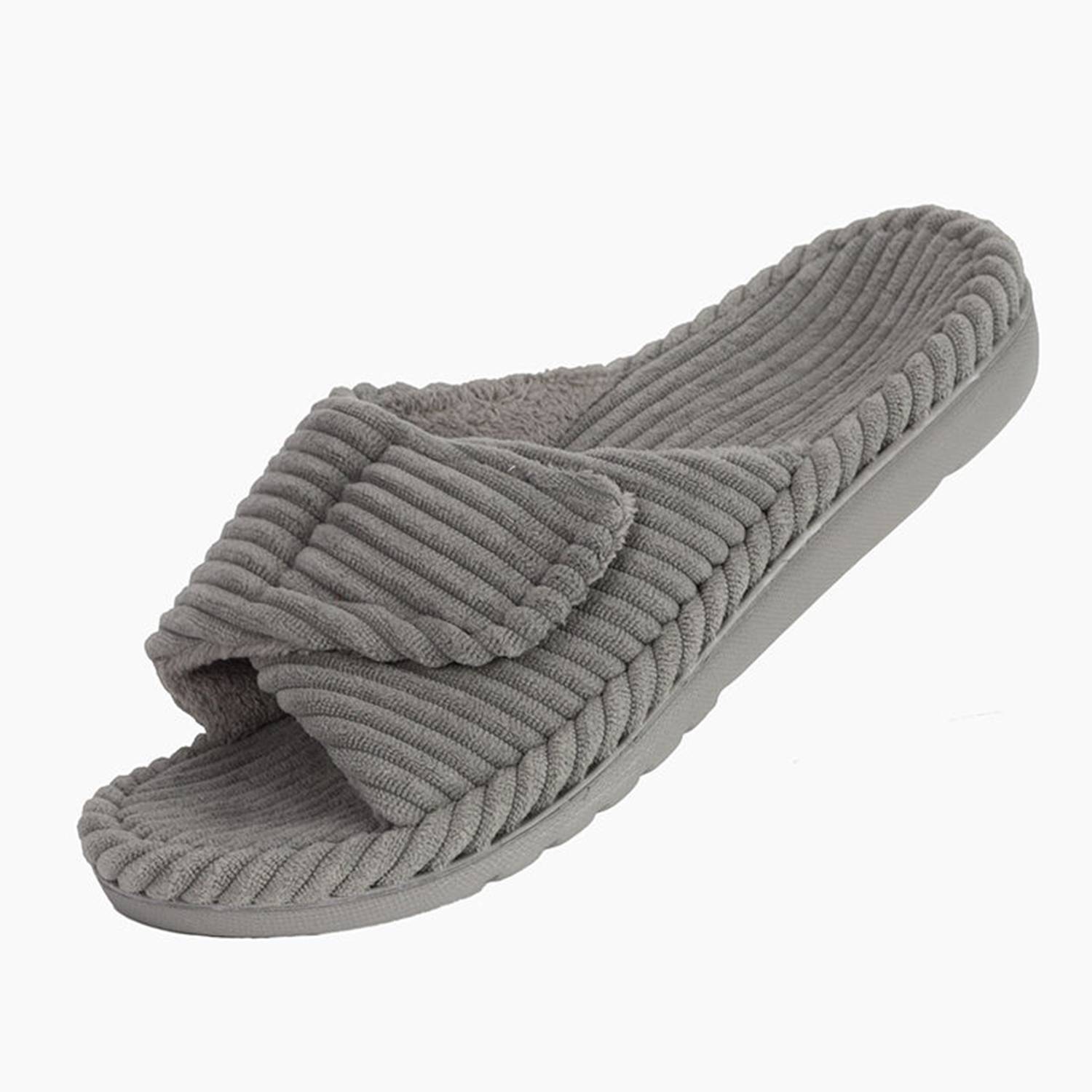 Corduroy Adjustable Strap House Slippers w/ Arch Support 8