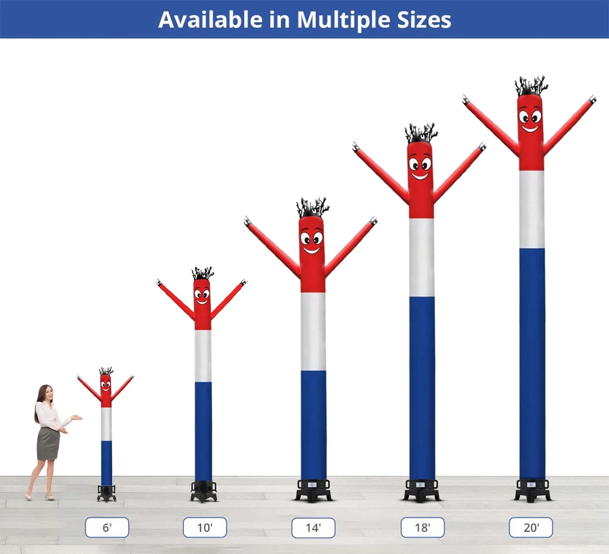 Red White Blue Inflatable Tube Man with blower 9