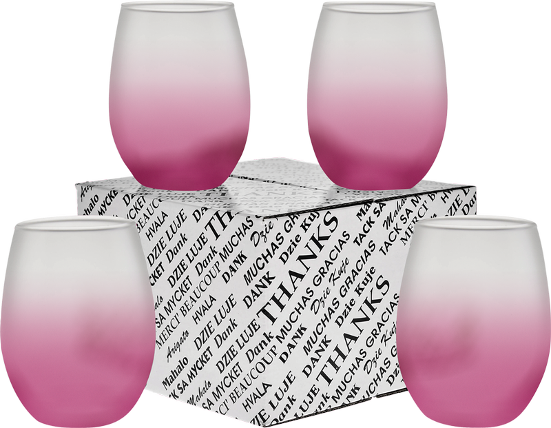 15 oz. Stemless Wine Glass Thank You Set 8