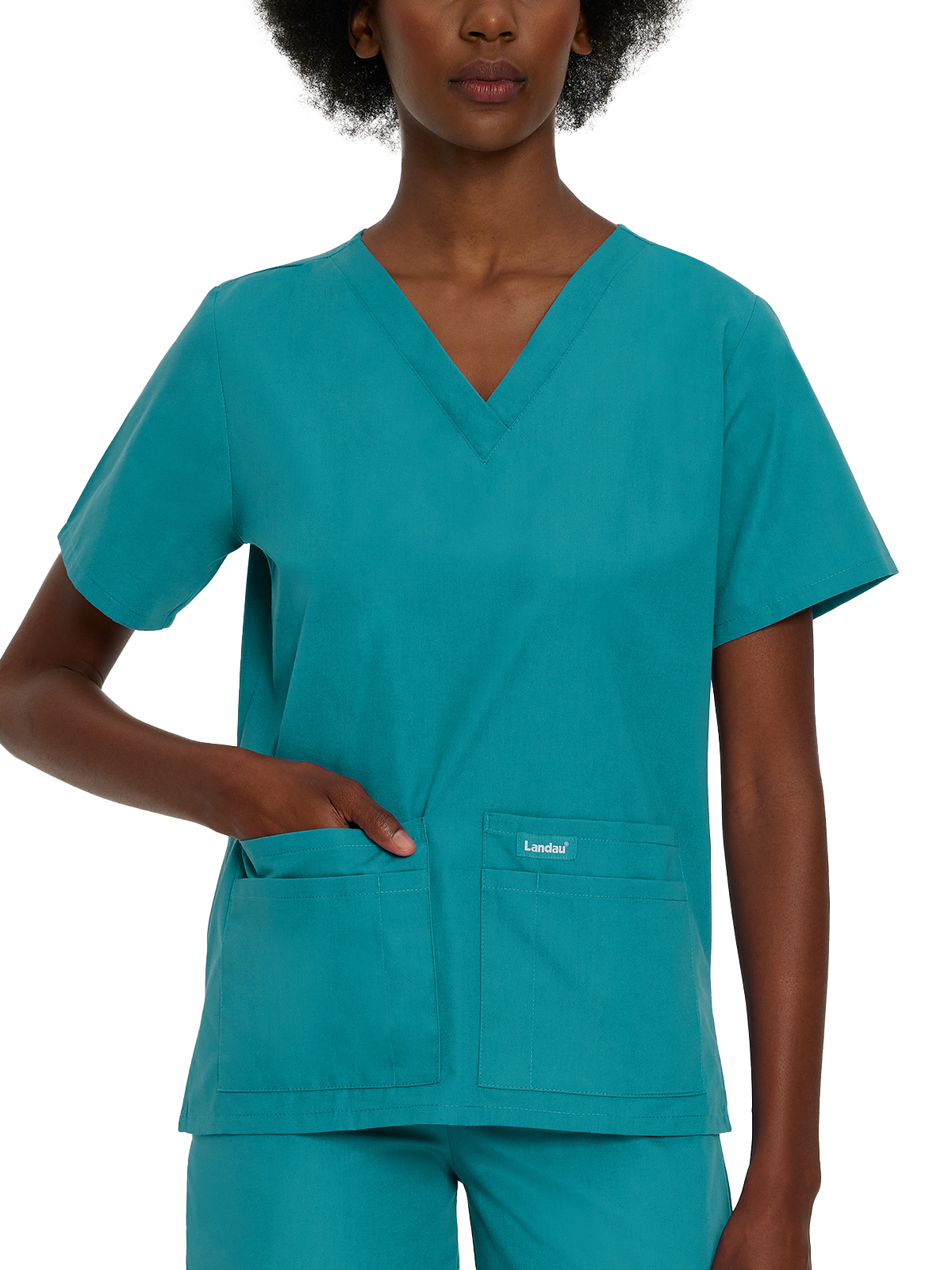 Landau - Essentials - Women's Four-Pocket Durable V-Neck Top 38