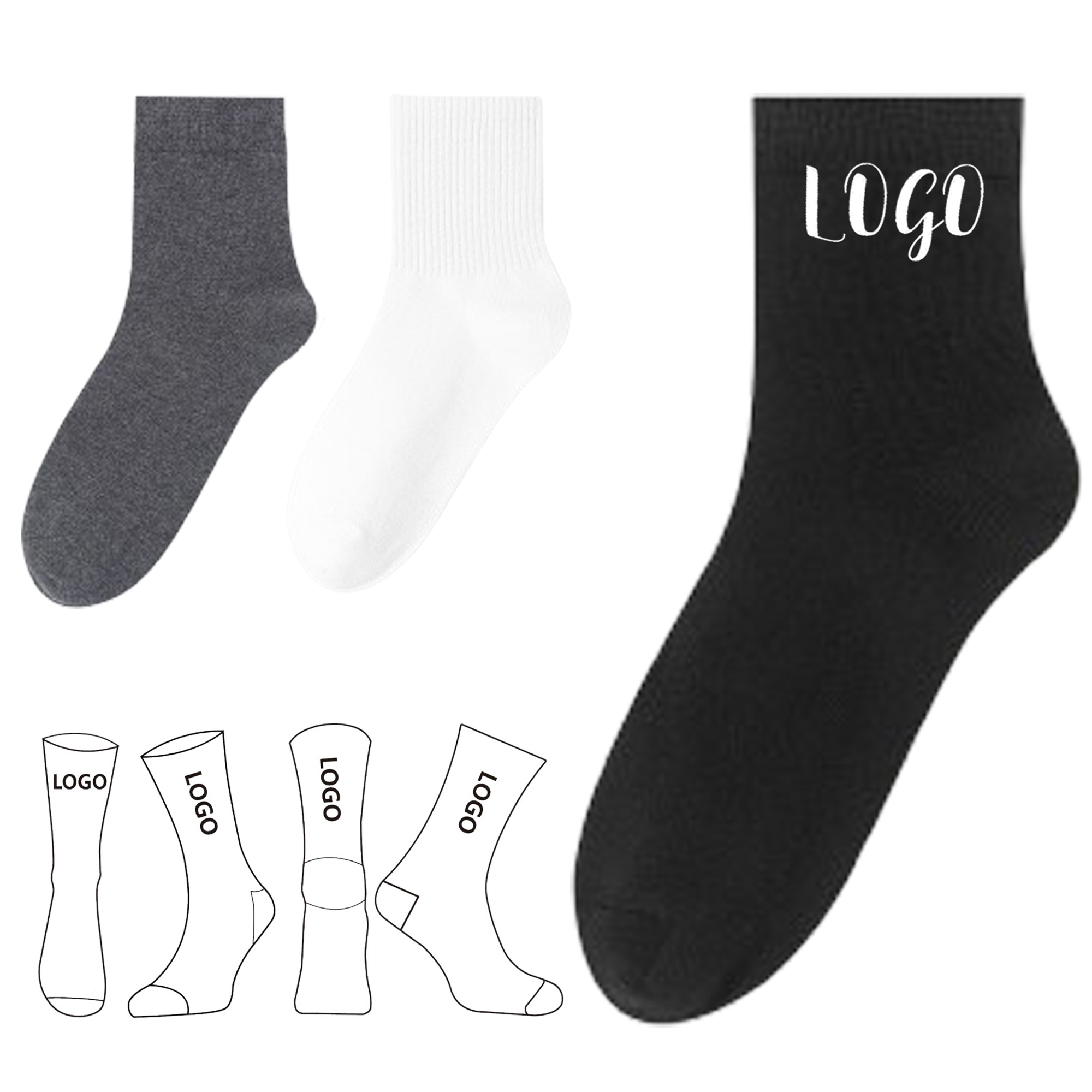 Pure Cotton Crew Socks 3