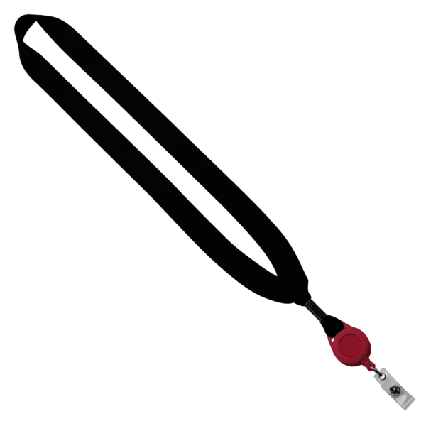 3/4" Cotton Lanyard with Metal Crimp & Retractable Badge Reel 158