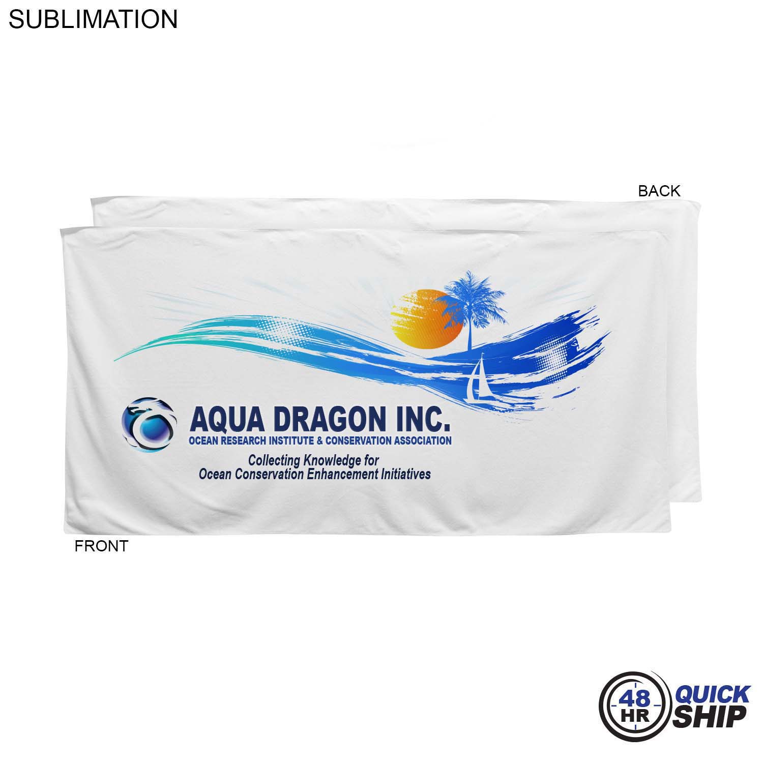48 Hr Quick Ship - Plush and Soft Velour Terry Cotton Blend White Beach Towel, 30x60, Sublimated 7