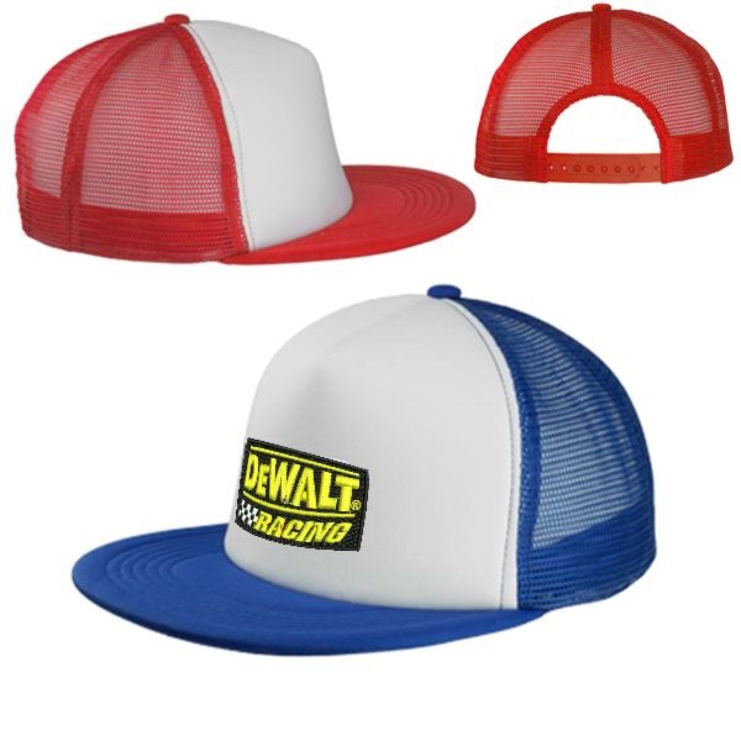 Classic Flat Bill Mesh Trucker Hats w/ Snap Closure Caps 2