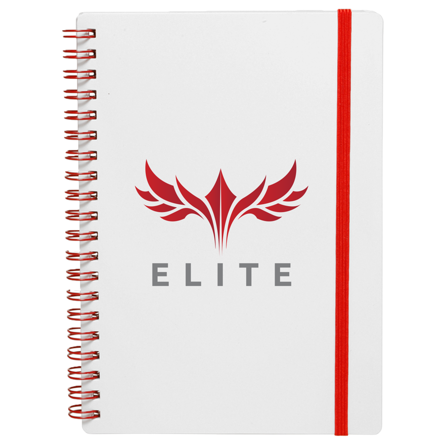White Spiral Notebooks with Elastic Band 8