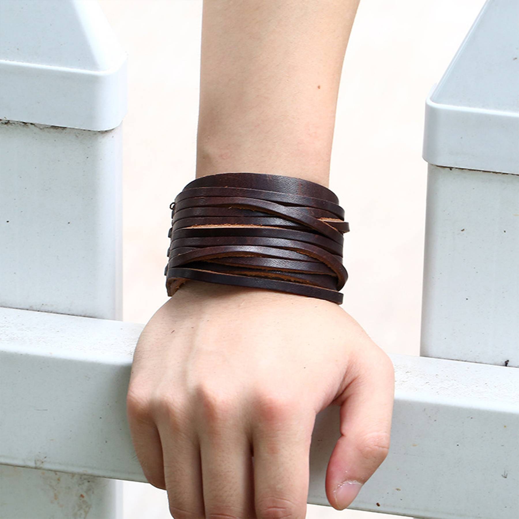 PU Punk wide-skin woven bracelet 2