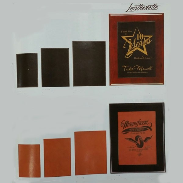 Laserable Leatherette Plaque plate on Piano Finish Wood Plaque 1