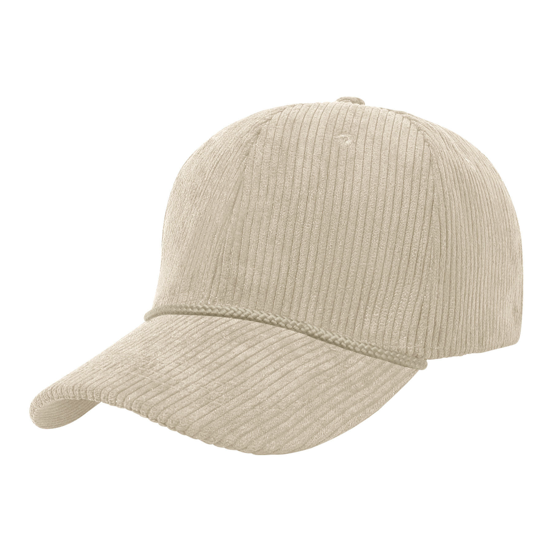 Embroidery 6 Panel Unstructured Corduroy Baseball Cap With Rope 8
