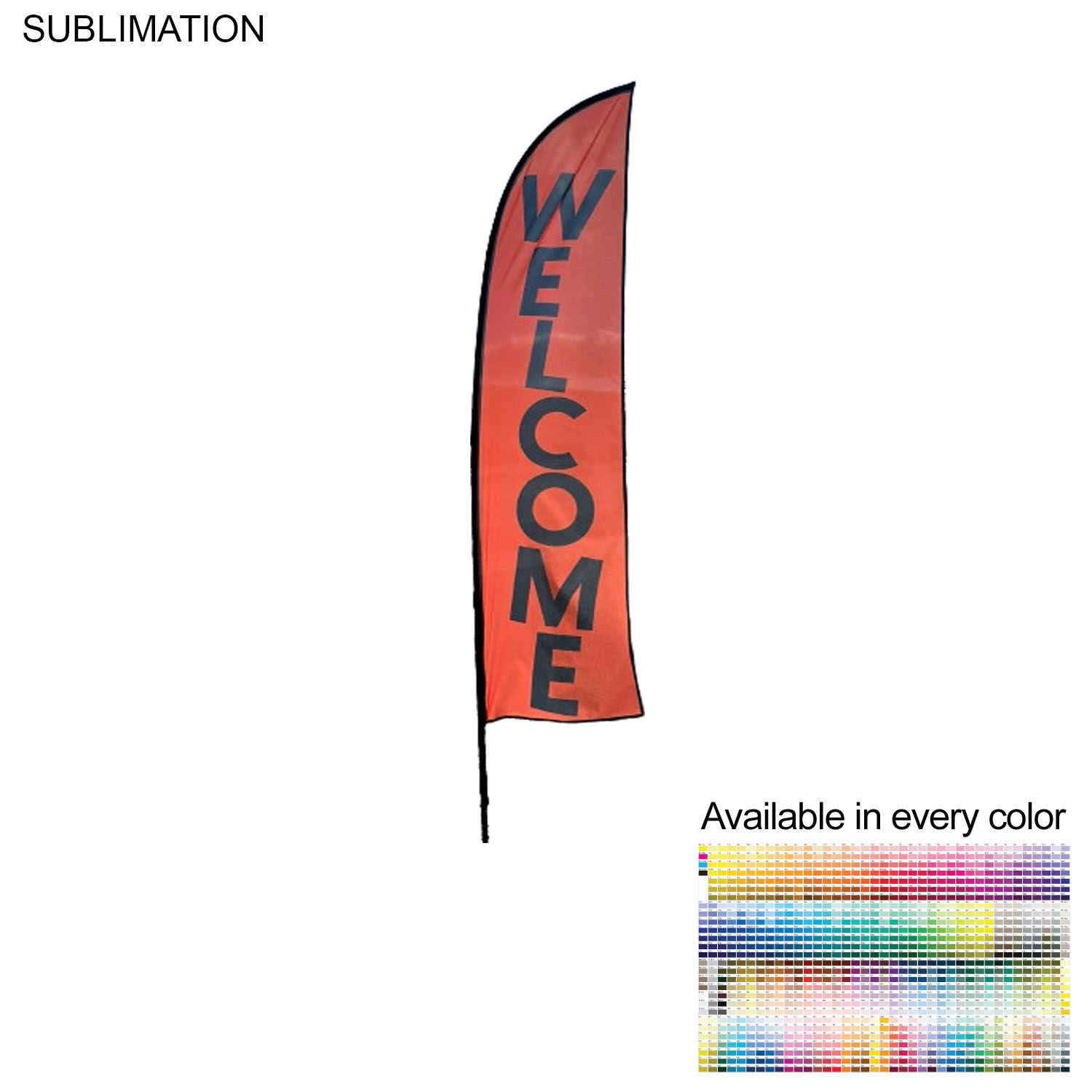 10' Small Feather Flag Kit, Full Color Graphics One Side, Outdoor Spike base and Bag Included 10