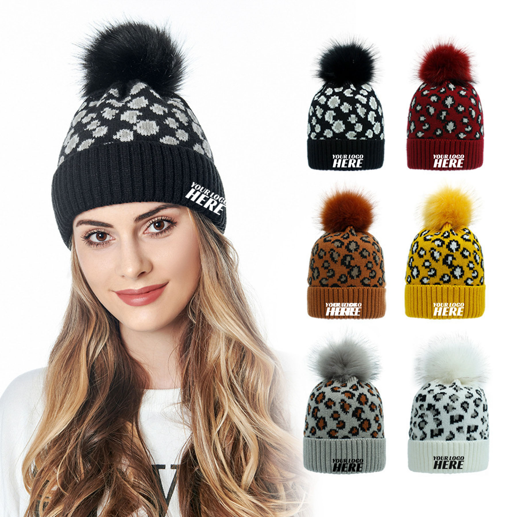 Winter Beanie Hats for Womens Leopard Animal Knit Skull Cap 2