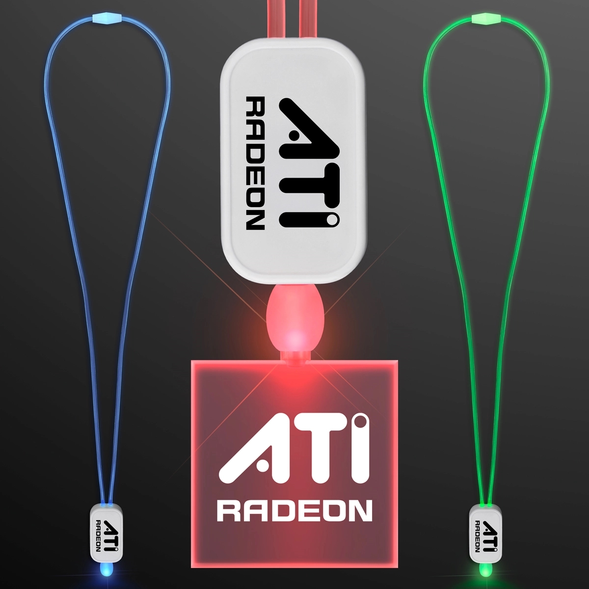 LED Neon Lanyard with Acrylic Square Pendant 2