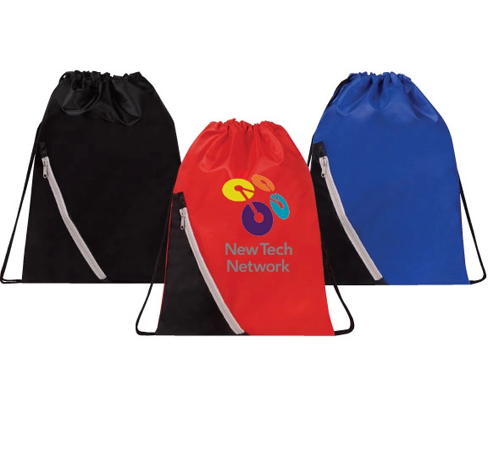Zipper Pocket Drawstring Backpack