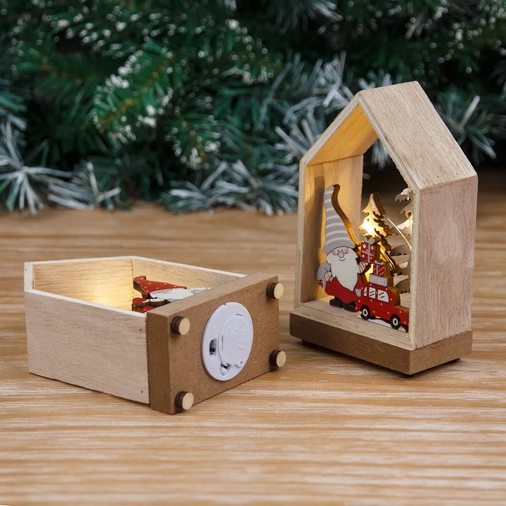 Christmas Wood Cutouts Pendants with LED Lights 2