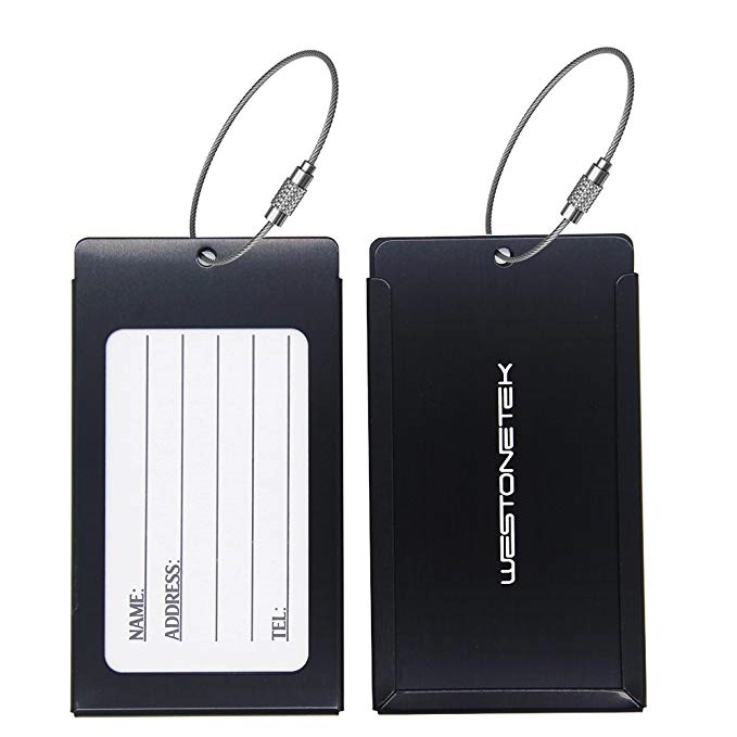 Aluminum Metal Travel Luggage Tag with Wire Loop Closure 4