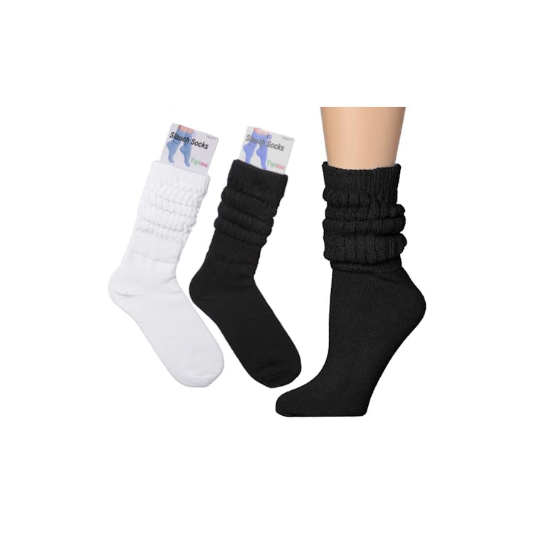 Women's Tipi Toe Slouch Socks Black White 9-111 Pack 1