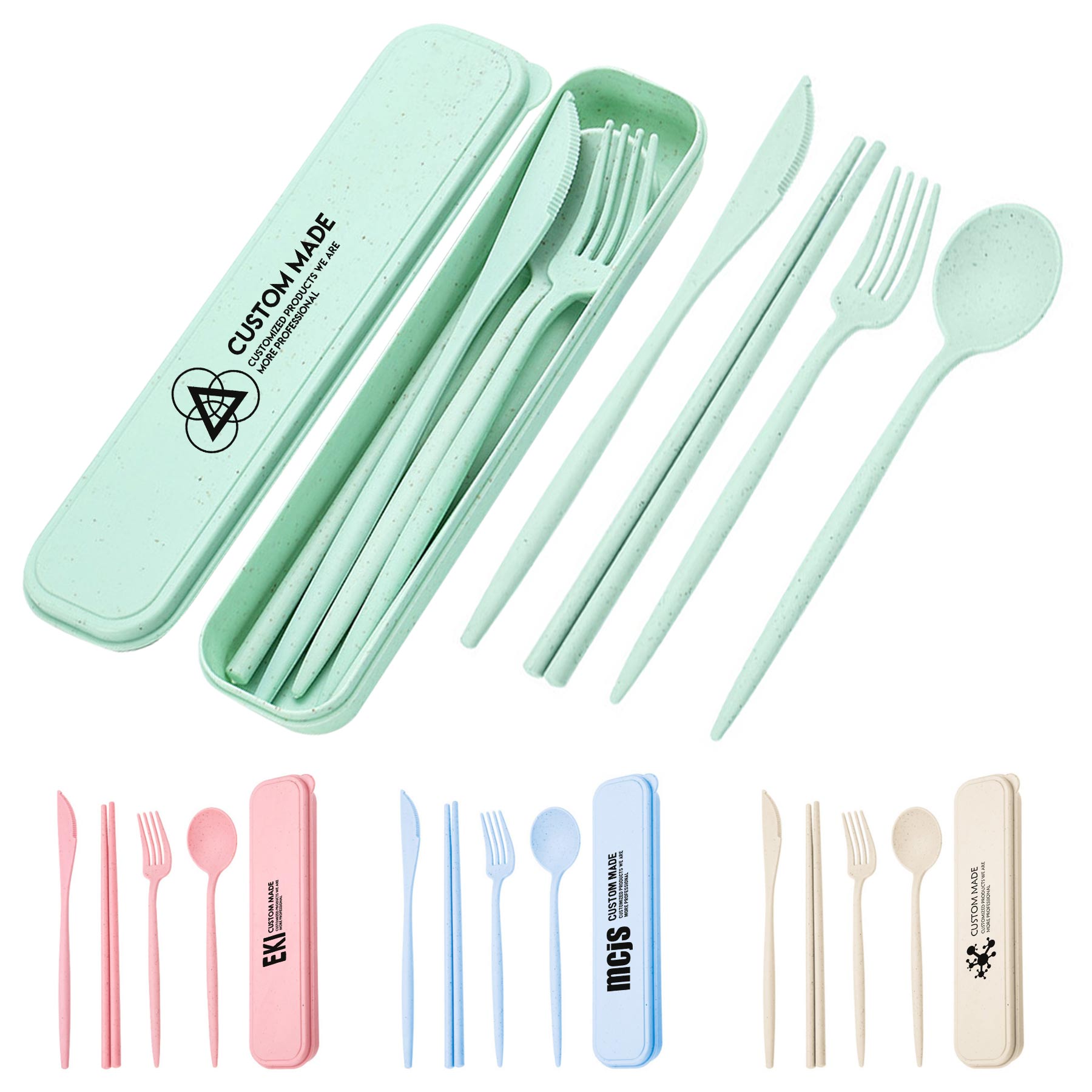 Wheat Straw Tableware Portable Set 1