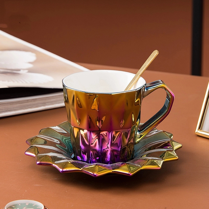 Custom 6 oz Ceramic Coffee Mug Saucer Set 7
