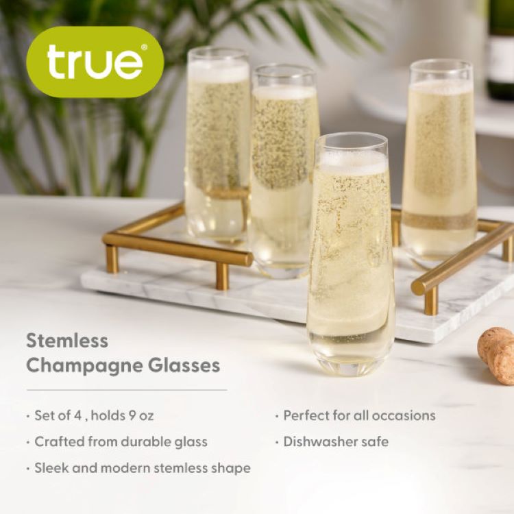 True® Stemless Champagne Flute, set of 4 9