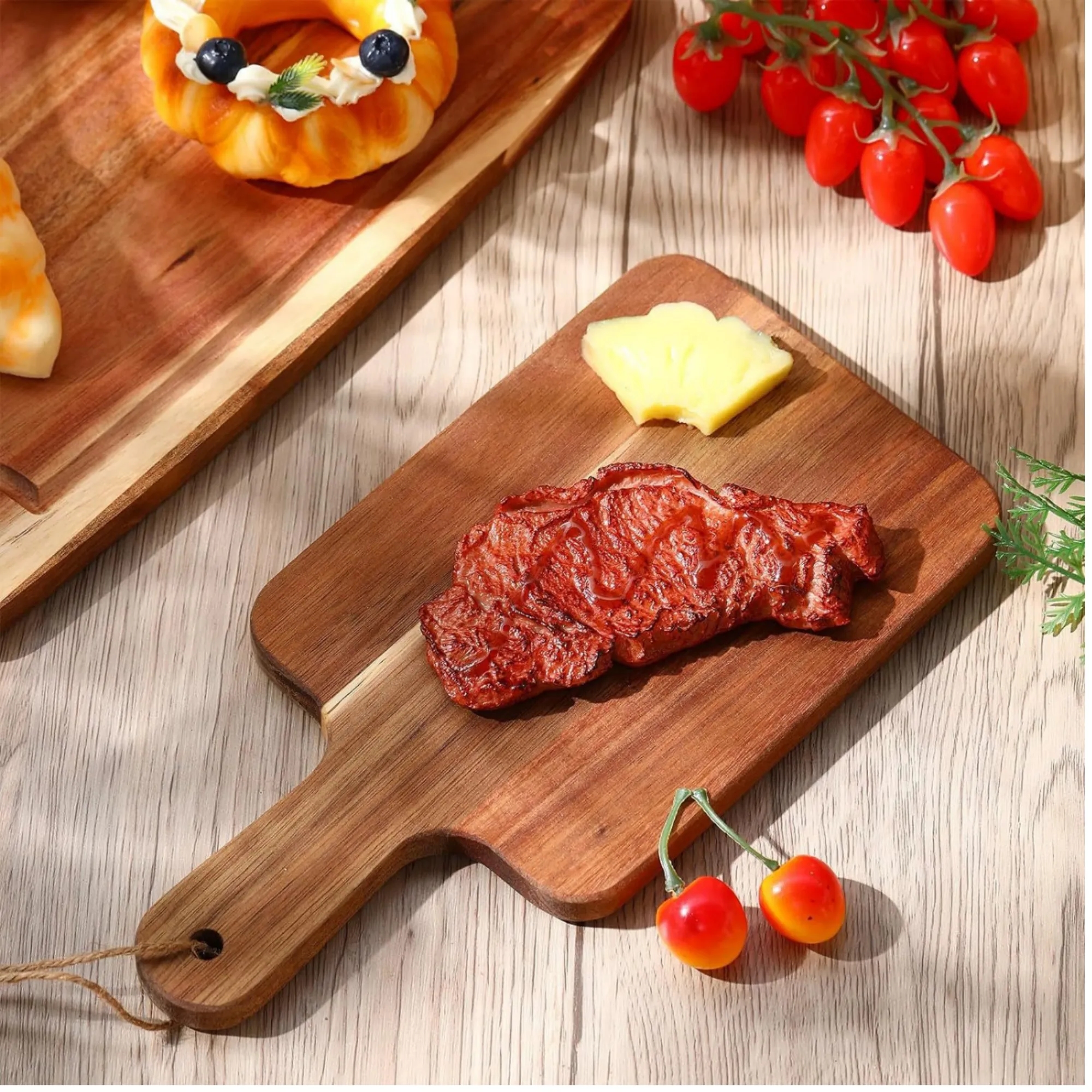 Wooden Cutting Board Tray Pizza Peel Paddle With Handle 5