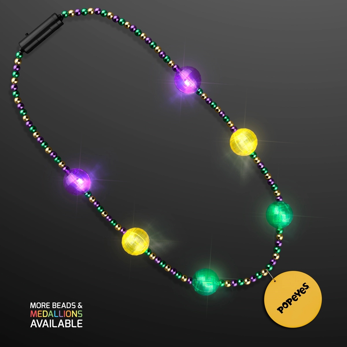 Mardi Gras Jewelry LED Beads Necklace with Medallion 2