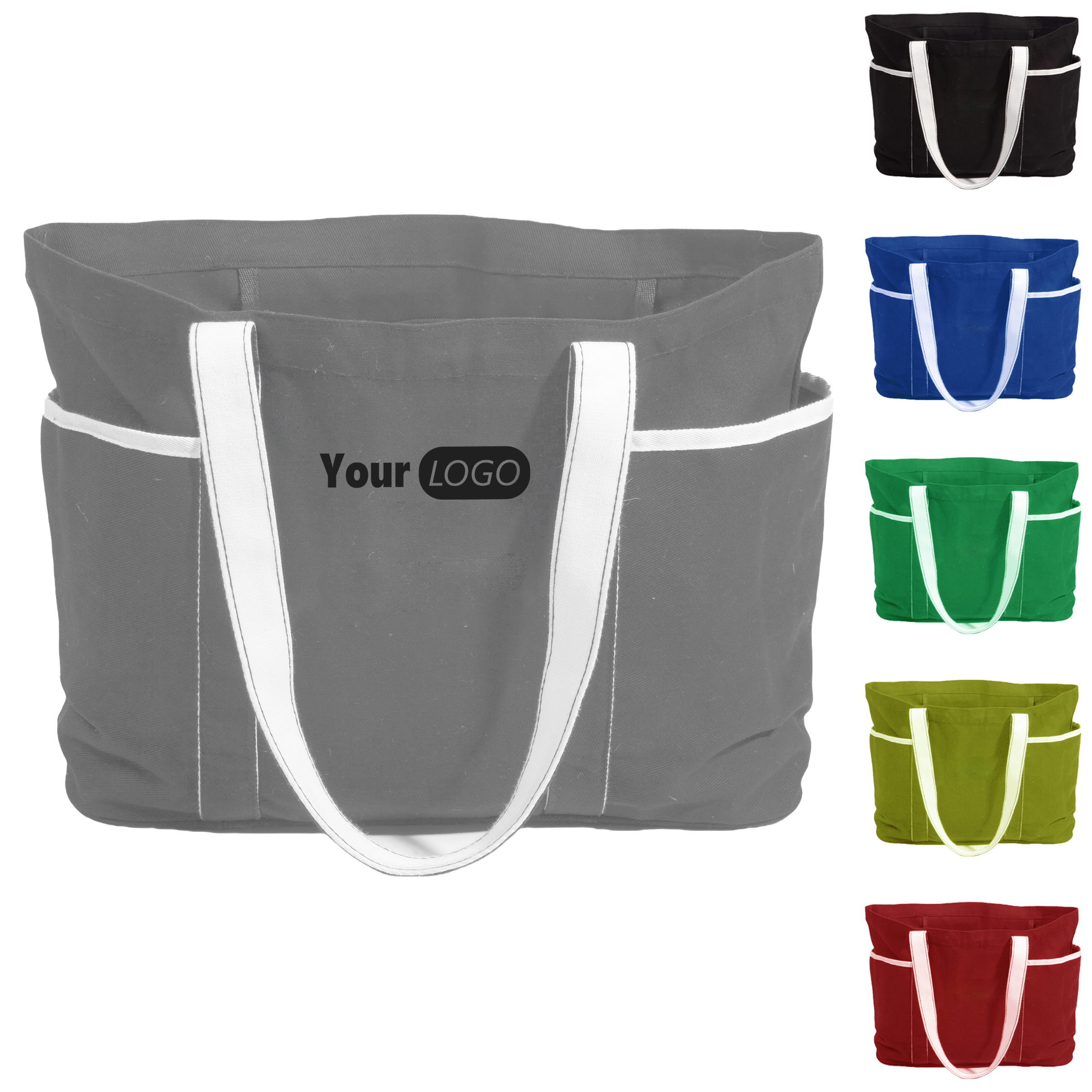 Canvas Durable Two-Tone Canvas Tote Bag For Work And Play, custom tote bag with logo imprint 2