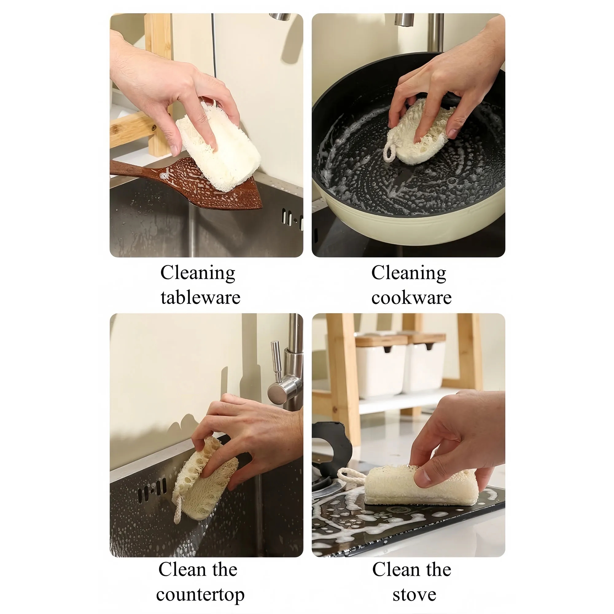 Natural Loofah Scrubber Eco Friendly Kitchen Sponge 4