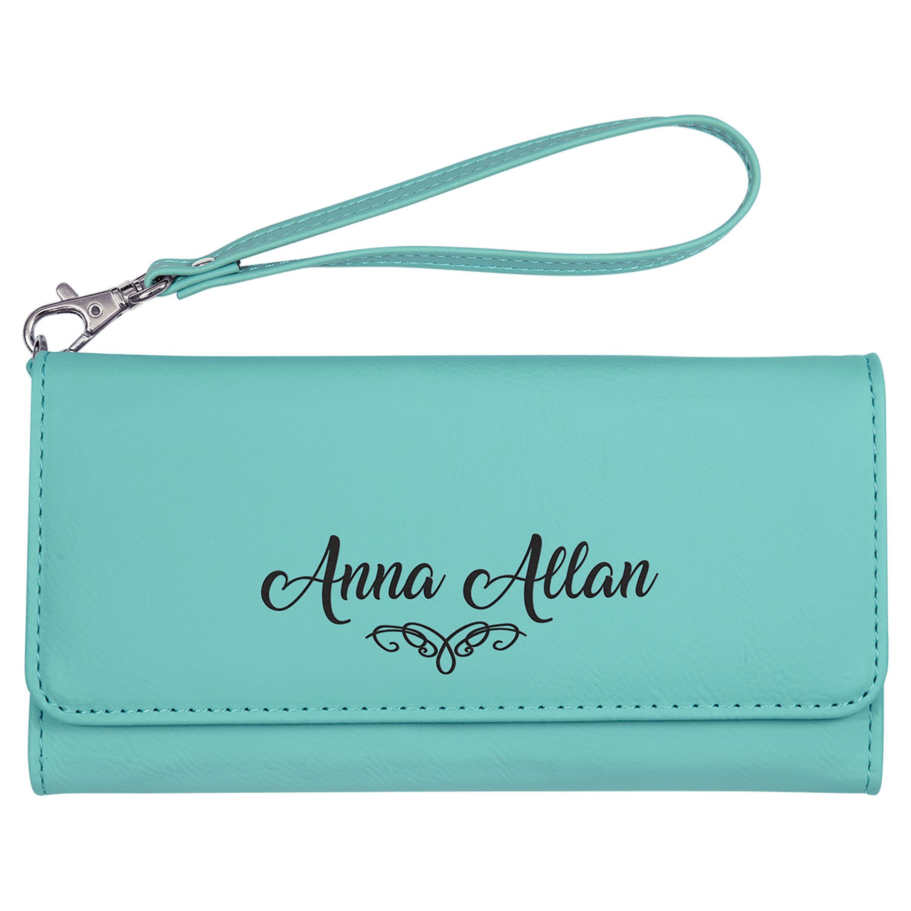 7 1/2" X 4" Laserable Leatherette Wallet With Strap 4