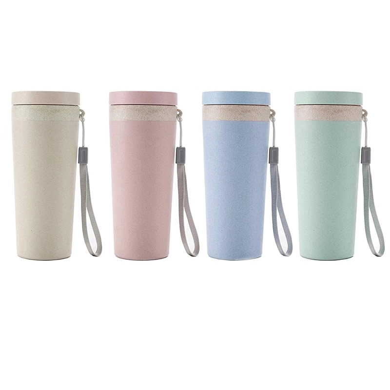 Double Wheat Straw Cup With Lid 6