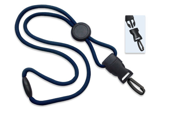 1/4" Blank Detachable Lanyard w/D-tach Plastic Swivel Hook (Navy Blue) 1