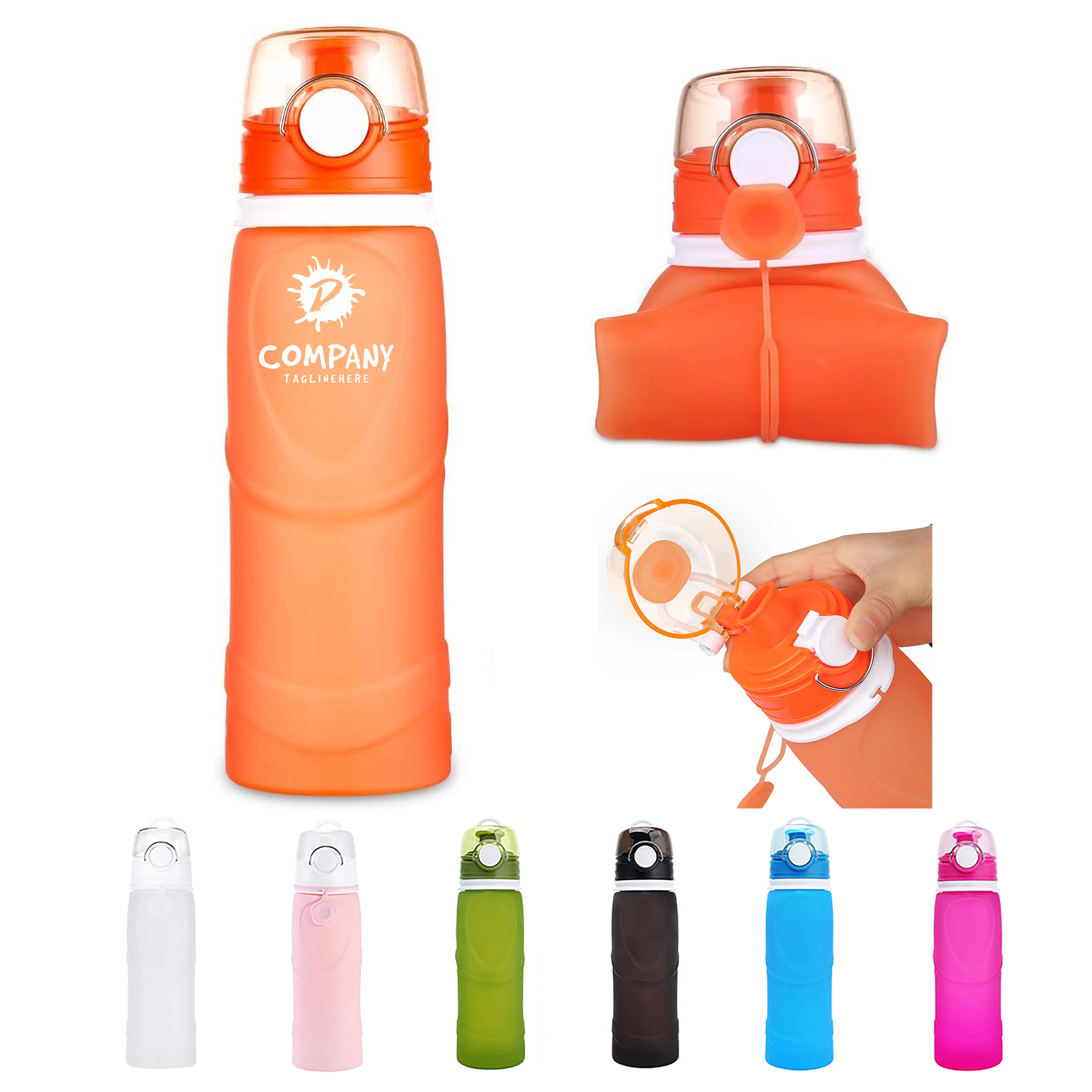 26 Oz Leak Proof Foldable Silicone Sports Water Bottles 2