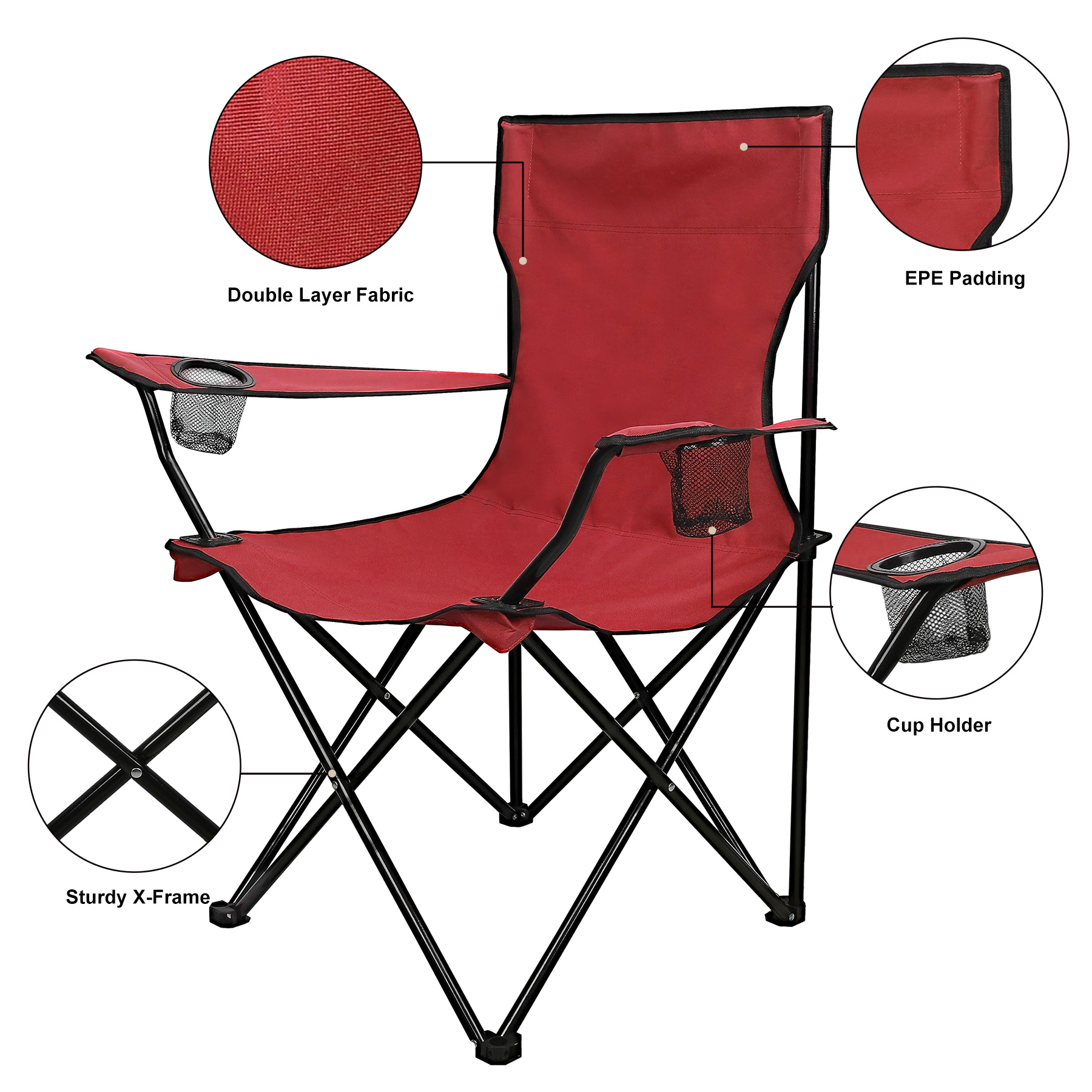 Premium Folding Chair W/ Net Cup Holder 12