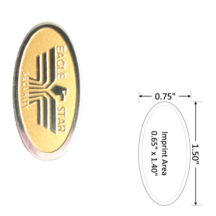 Oval 0.75" Polished Nickel Etched Lapel Pin with Color Fill - USA Made 2
