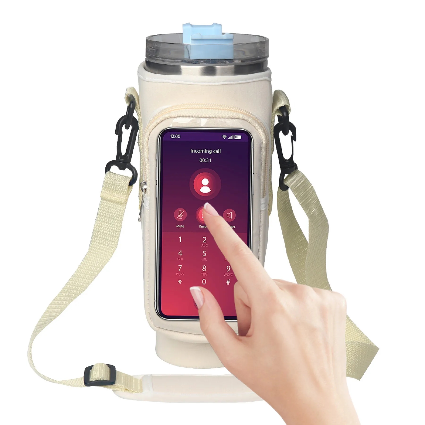 40 Oz. Neoprene Tumbler Sleeve with Touchscreen Phone Bag 1