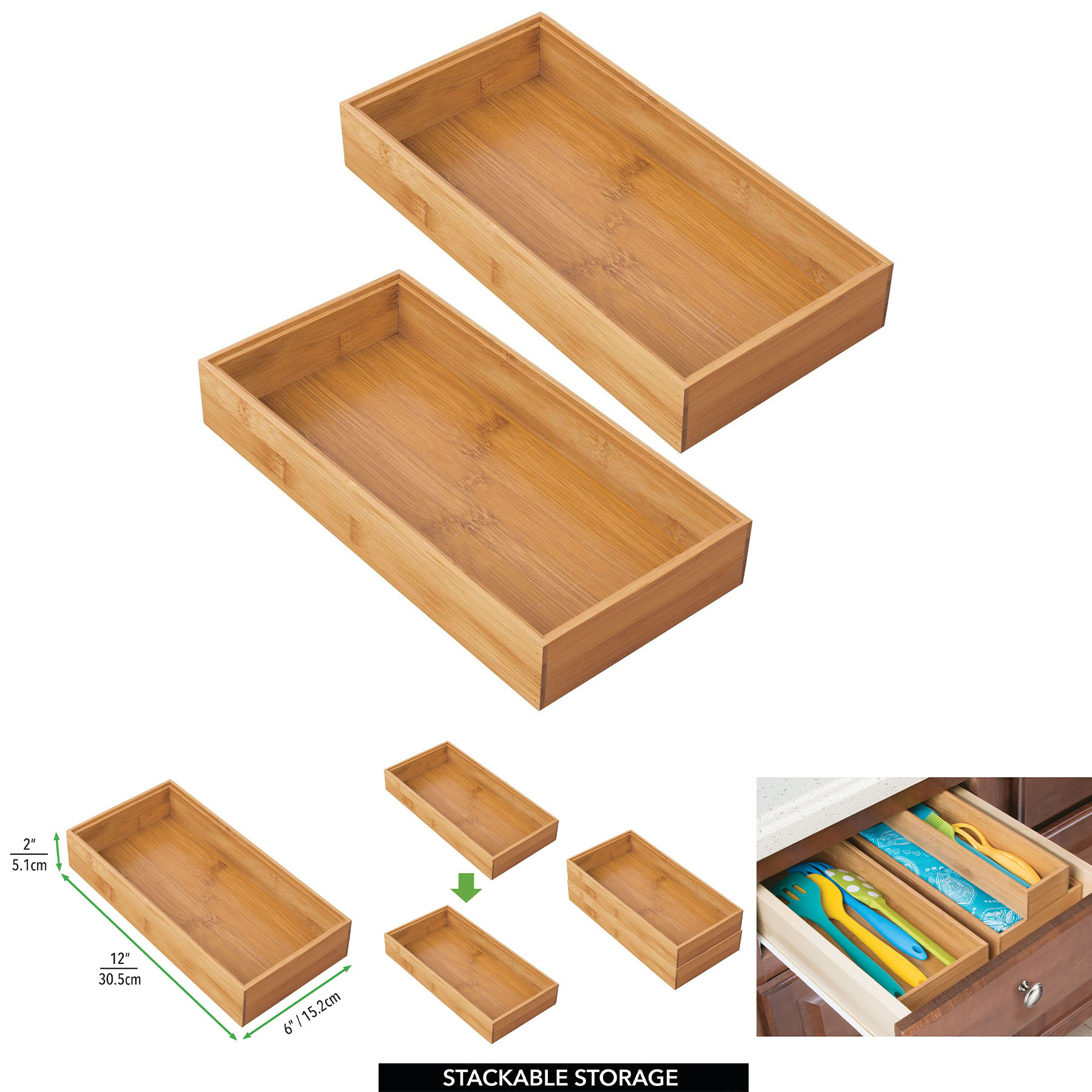 Wooden Bamboo Drawer Organizer 2