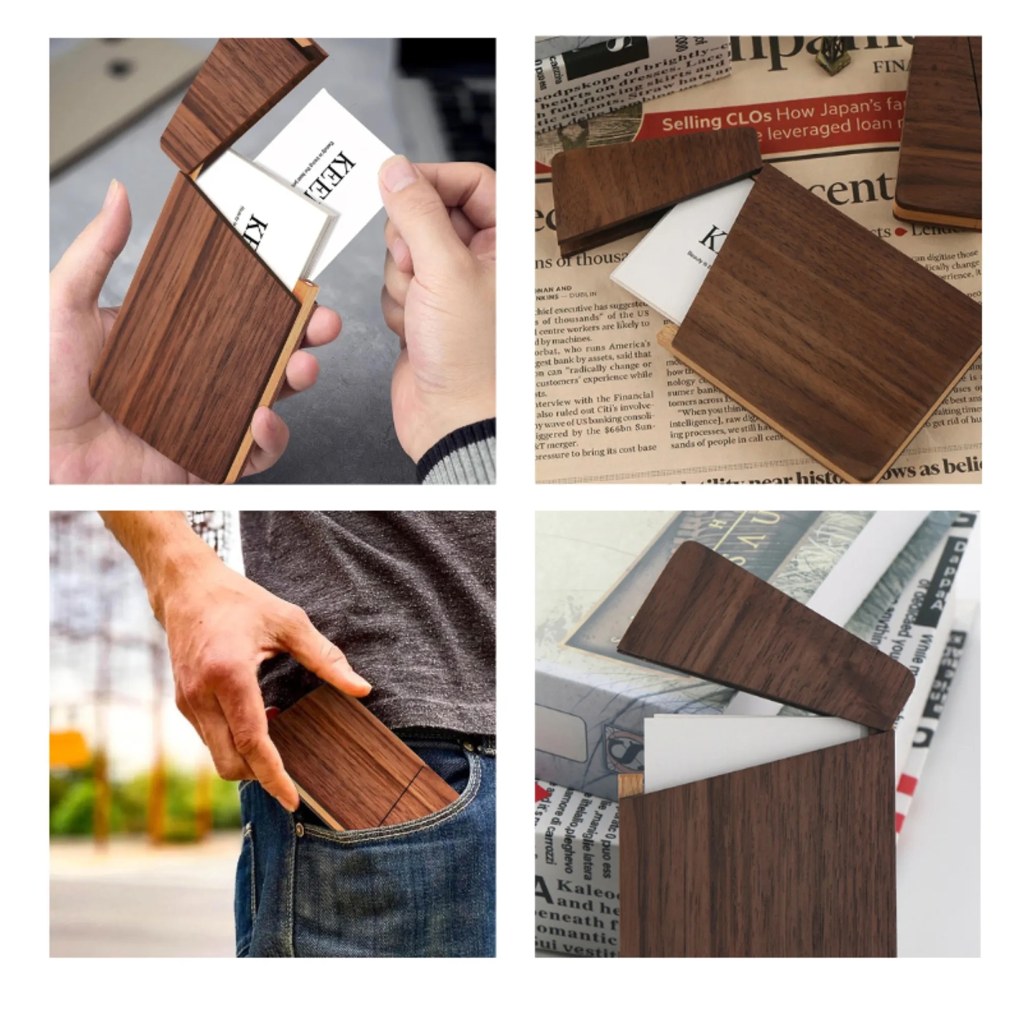 Portable Business Solid Wood Ultra Thin Card Case 2
