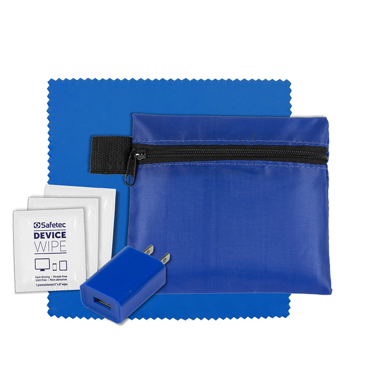 "TECHPACK" Tech Hom and Travel Kit with Microfiber Cleaning Cloth and US Wall Charger 12