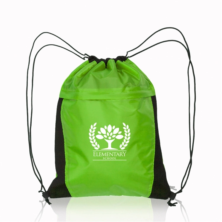 Drawstring Cinch Bag Backpack With Mesh Pocket 7