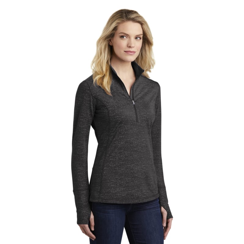 Sport-Tek Women's Sport-Wick Stretch Reflective Heather 1/2-Zip Pullover. 16