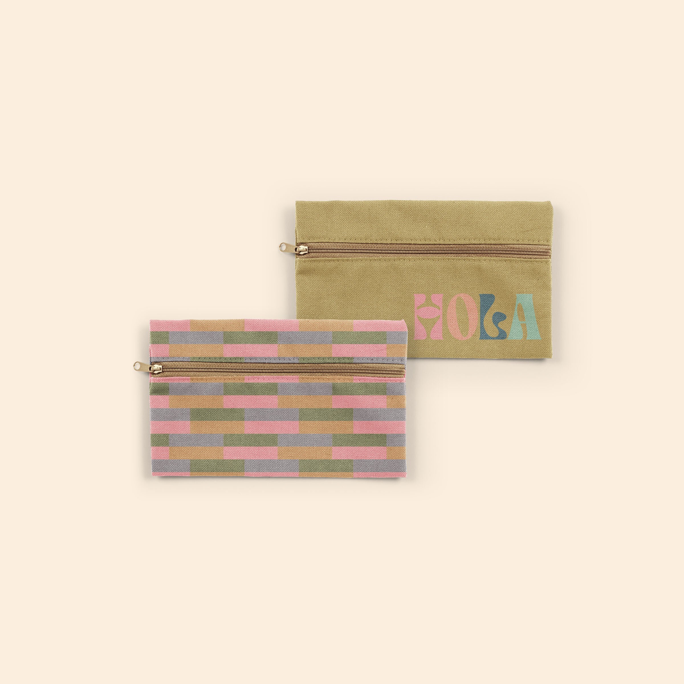 ZIP FRONT POUCHES - 4CP PIGMENT DYED CANVAS - SMALL