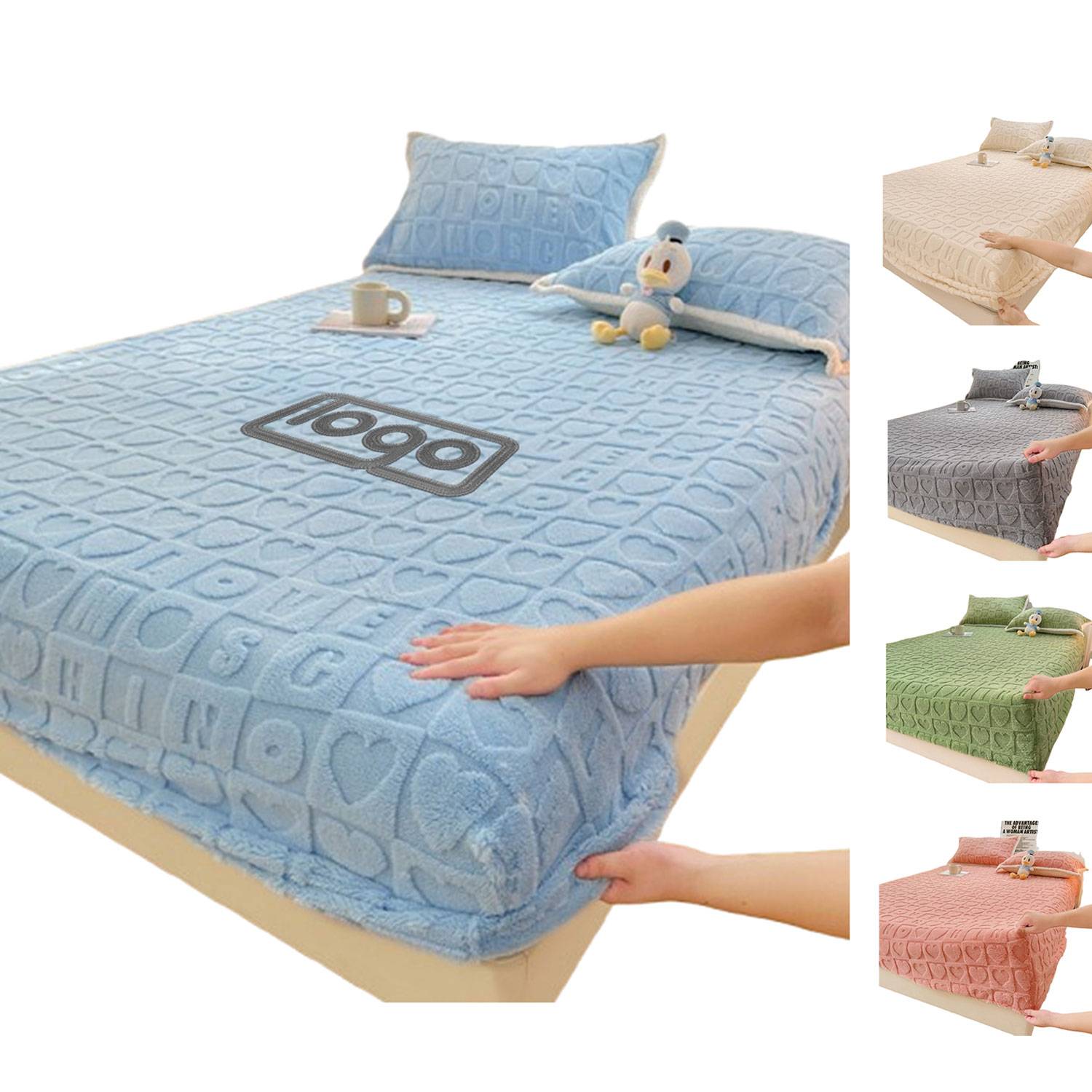 3 Piece Washable Velvet Fitted Bed Set 10