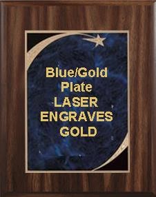8" x 10" Classic Walnut Finish Plaque with a Blue Victory Star Marble Plate 2