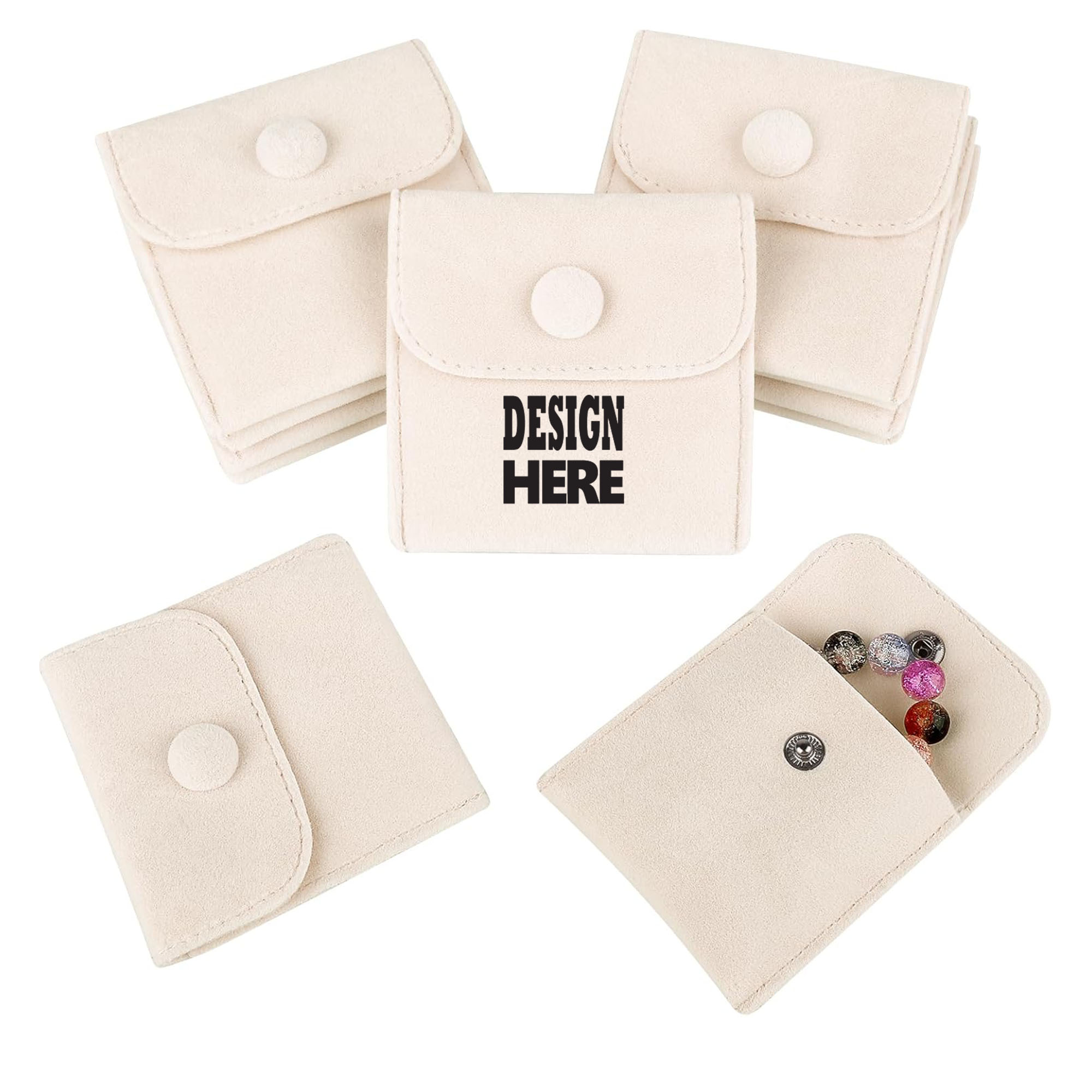 Solid Color Customizable Button Jewelry Bag 2