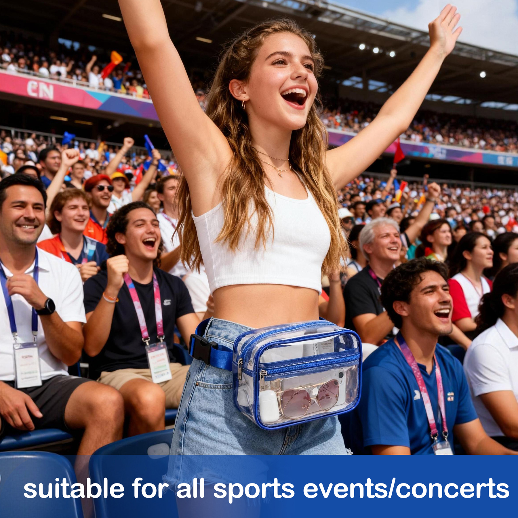 Stadium Approved Clear PVC Fanny Pack W/ Two Zipper Pockets 8